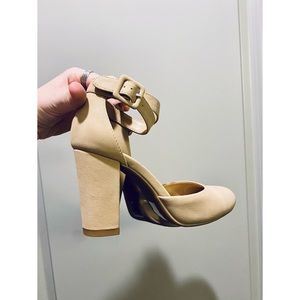 Faux Leather Tan Block Heels